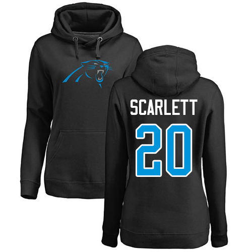 Carolina Panthers Black Women Jordan Scarlett Name and Number Logo NFL Football #20 Pullover Hoodie Sweatshirts->nfl t-shirts->Sports Accessory